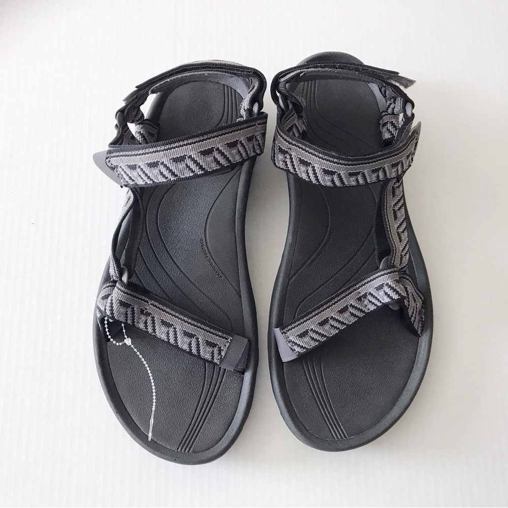 TEVA  Gray and Black Velcro Strap Sandals